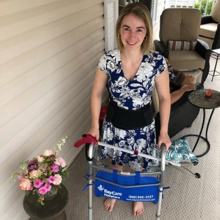 Brittany Rainey is smiling and handling her stand assist hand walker. Is she married or she is single?